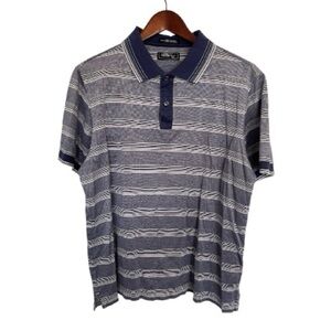 Modango Men's Blue Striped Polo Shirt size medium